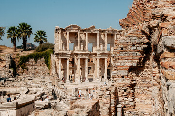 The ruins of the Library of Celsius in the ancient city of Ephesus. The most visited ancient city in Turkey. Selcuk, Izmir Turkey