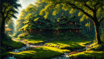 autumn forest landscape AI generated