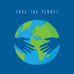 human hands hug the world save the planet concept