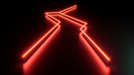 Abstract minimalist geometric background. Cycled neon arrow, linear sign. Repeat concept. Generative AI.