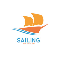 Sailing logo isolated on white background, vector illustration
