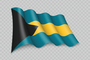 3D Realistic waving Flag of Bahamas
