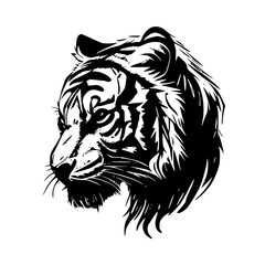 Tiger - Black and White Isolated Icon - Vector illustration