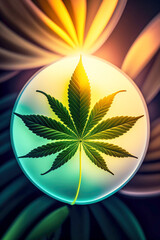 Marijuana leaf against abstract background