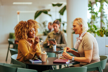 Coworkers socializing on lunch break