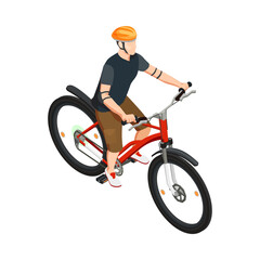 Isometric Cyclist Illustration