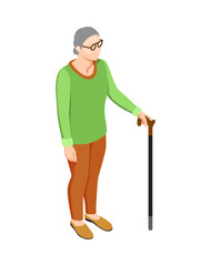 Fototapeta premium Isometric Elderly Woman