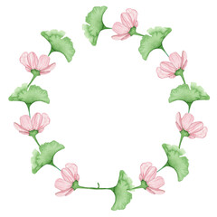 Watercolor frame - illustration with flowers elements, for wedding stationery, congratulations, wallpapers, and more on white background.