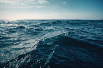 Sea background with a deep blue ocean surface. Generative AI