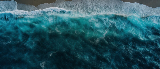 Experience the beauty of an aerial view of ocean waters showcased in a textured board background. A scenic illustration capturing the texture and expanse of the sea  Created using generative AI tools 