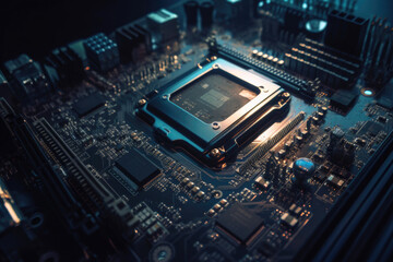 Fototapeta premium Electronic Circuit Board Background. Generative AI