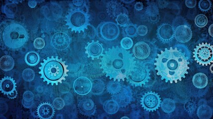 Blue gears background. Generative  AI 