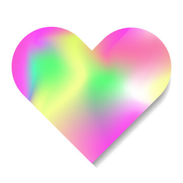 Sticker heart y2k holography style neon color for decoration, banner, poster 10 eps