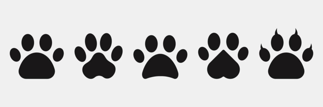 Dog or cat footprint vector icon illustration, animal paw print isolated on white background.