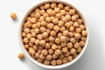 Raw chickpea beans. Ingredients, recipe, white bowl. 