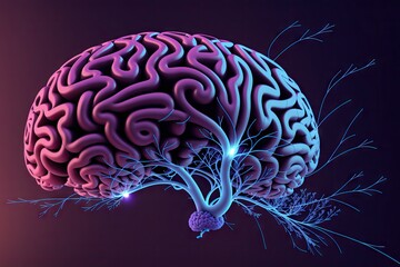 Human brain as a tree, activity with neuron. Neurology, cognition, neuronal network, psychology, generative ai
