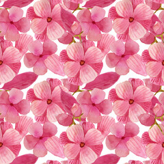 Seamless pink abstract floral watercolor pattern