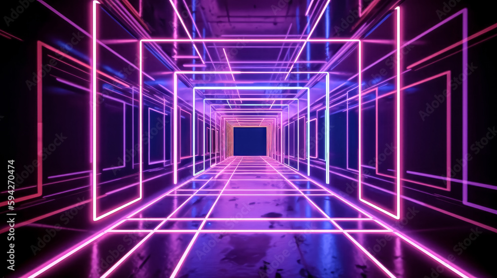 Poster a glowing portal with ultraviolet and neon lines was created - generative ai.