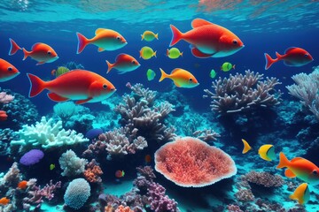 Fototapeta na wymiar an underwater view of a colorful coral reef, generative ai