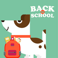  Illustration Back To School with Dog and Bag School 