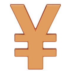 Obraz premium The Japanese yen currency symbol is isolated on white background. 3D Japan yen or Chinese Yuan currency symbol. Copper Yen icons. 3d vector illustration.