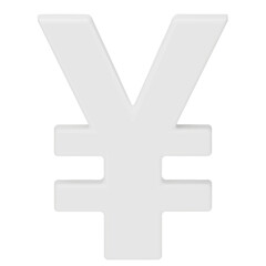 The Japanese yen currency symbol is isolated on white background. 3D Japan yen or Chinese Yuan currency symbol. White  Yen icons. 3d vector illustration.