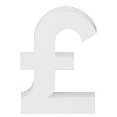 British Pounds money symbols icon isolated on white background. Pound currency for your website design, logo, app, UI. 3d png illustration.