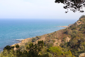 Rmilat Park View to the Strait of Gibraltar in Tanger, Morocco