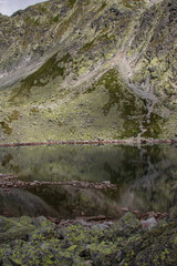 beautiful view on green slovakian tatras and mountain lake