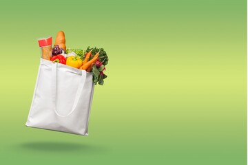 Fast shopping bag and fresh groceries, delivery concept