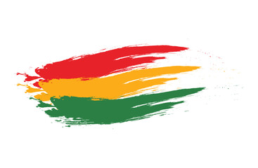 Brush artistic grunge textured Pan African flag - red, yellow, green horizontal bands. Kwanzaa, Black History Month, Juneteenth.