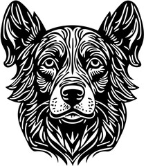 Black and white dog head tribal tattoo, tribal logo, vector illustration, 