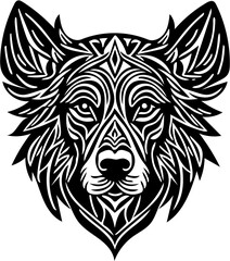 Black and white dog head tribal tattoo, tribal logo, vector illustration, 