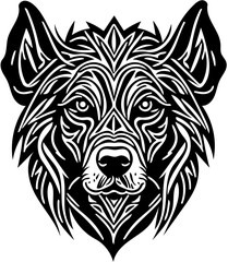 Black and white dog head tribal tattoo, tribal logo, vector illustration, 