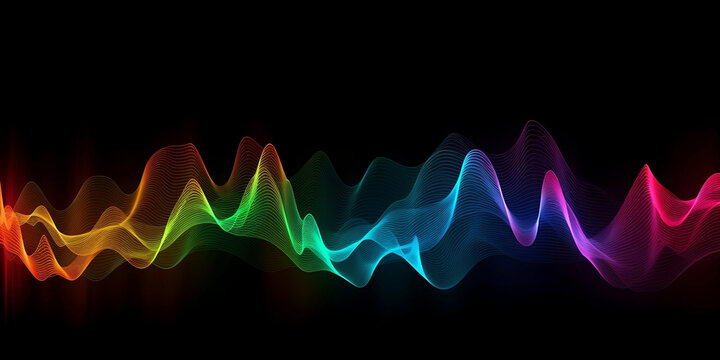 abstract rainbow wave line on dark background, vector illustration eps10
