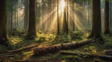 Fototapeta premium Waldlandschaft KI