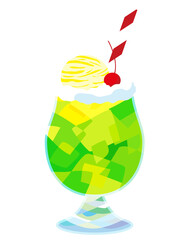 飲み物　ストロー付きクリームソーダイラスト
