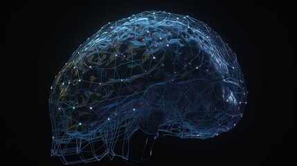 3D rendering of artificial intelligence concept with human brain and circuit board.GenerativeAi