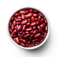 Red kidney beans. Recipe, ingredients, white bowl, isolated on white.