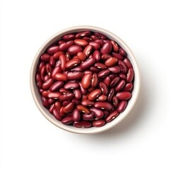 Red kidney beans. Recipe, ingredients, white bowl, isolated on white.