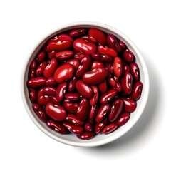 Red kidney beans. Recipe, ingredients, white bowl, isolated on white.