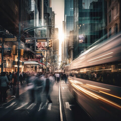 Fototapeta na wymiar fast traffic in the city (AI)