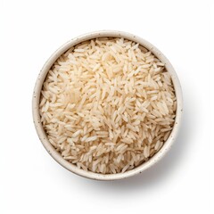 Raw rice bowl isolate on white background. 