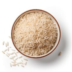 Raw rice bowl isolate on white background. 