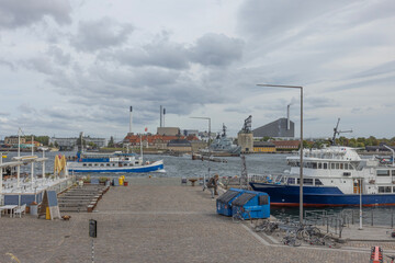 Part of Copenhagen's Outer Harbour, with boat traffic, Denmark, Europe