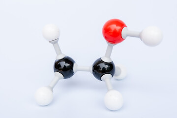 Ethanol molecular structure isolated on white background. Chemical formula is C2H5OH, Chemistry...