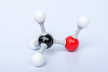 Methanol molecular structure isolated on white background. Chemical formula is CH3OH, Chemistry molecule model for education on white background