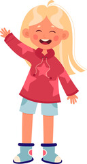 Girl Waving His Hand