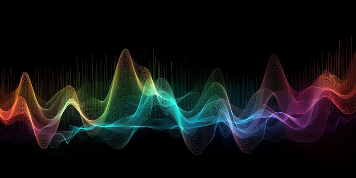 abstract sound wave on black background, vector illustration eps10