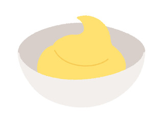 小皿に入ったマヨネーズのベクターイラスト